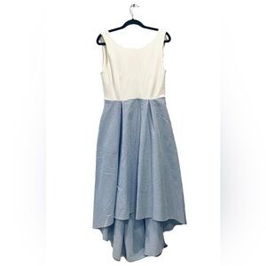 Anthropologie Hutch Blue White Seersucker Hi Low Hem Midi Maxi Sleeveless Dress